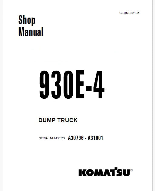 Komatsu 930E-4 Dump Truck Pdf Repair Service Manual Sn A30796 - A31001
