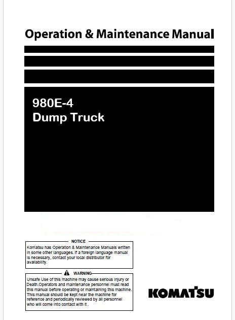 Komatsu 980E-4 Dump Truck Pdf Operation and Maintenance Manual
