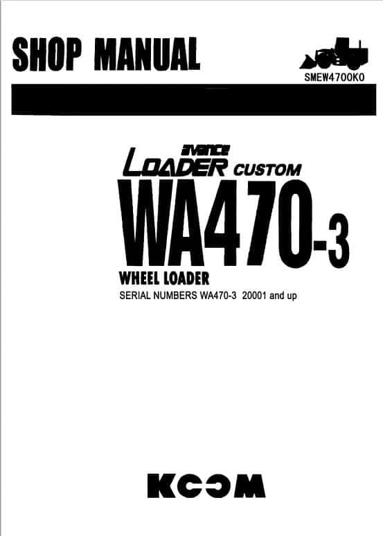 Komatsu Avance WA470-3 Wheel Loader Custom Pdf Shop Repair Service Manual Sn 20001 And UP
Regular price$94.90 USD Sale price$54.90 USDSale