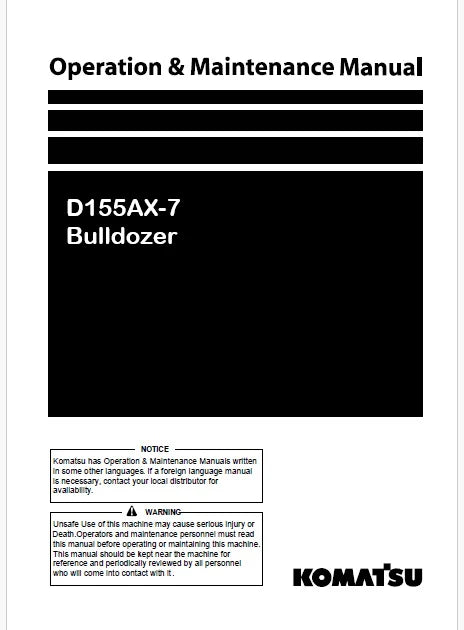 Komatsu D155AX-7 Bulldozer Pdf Operation and Maintenance Manual