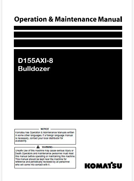 Komatsu D155AXI-8 Bulldozer Pdf Operation and Maintenance Manual