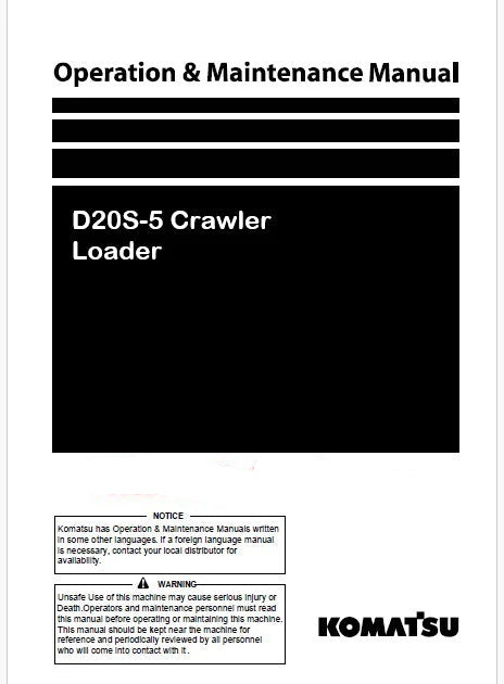 Komatsu D20S-5 Crawler Loader Pdf Operation and Maintenance Manual