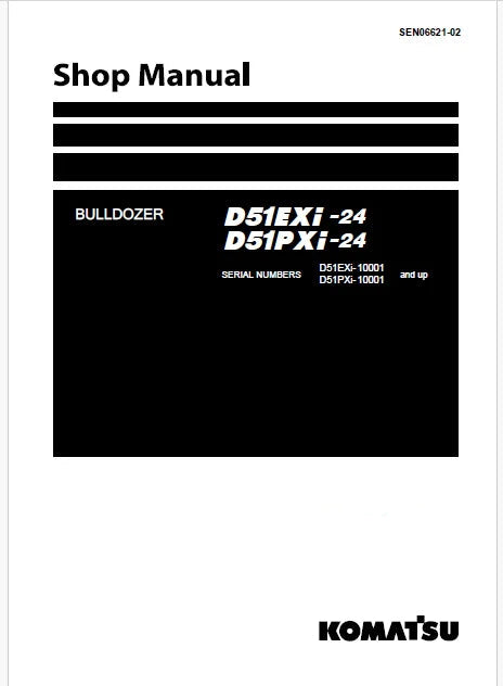 Komatsu D51EXi-24, D51PXi-24 Bulldozer ecot3 Pdf Shop Repair Service Manual Sn 10001 and UP