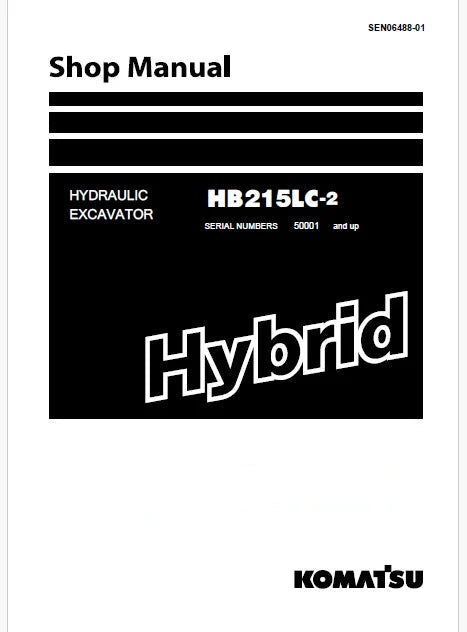 Komatsu HB215LC-2 Hybrid Hydraulic Excavator Pdf Shop Repair Service Manual Sn 50001 and UP