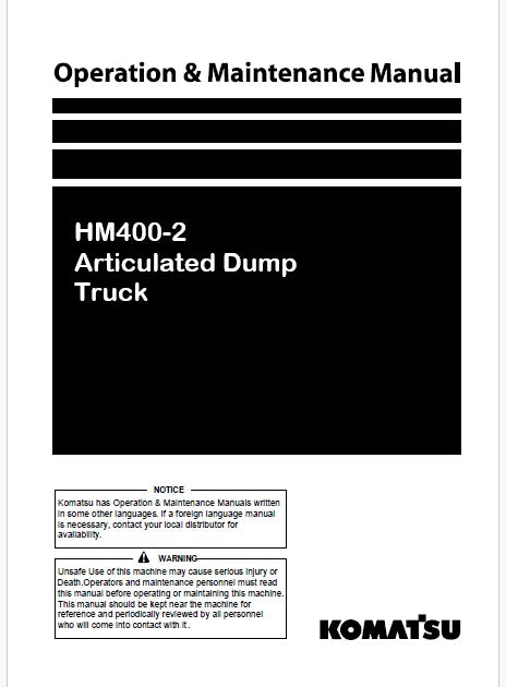 Komatsu HM400-2 Articulated Dump Truck Pdf Operation and Maintenance Manual