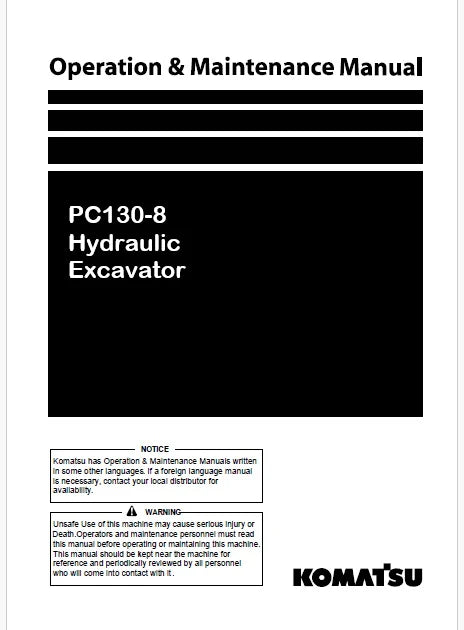 Komatsu PC130-8 Hydraulic Excavator Pdf Operation and Maintenance Manual