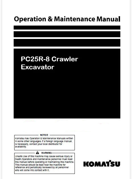 Komatsu PC25R-8 Crawler Excavator Pdf Operation and Maintenance Manual