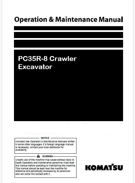 Komatsu PC35R-8 Crawler Excavator Pdf Operation and Maintenance Manual