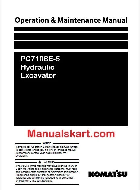 Komatsu PC710SE-5 Hydraulic Excavator Pdf Operation and Maintenance Manual