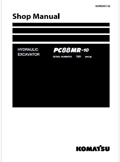 Komatsu PC88MR-10 Hydraulic Excavator Pdf Repair Service Manual Sn 7001 and UP