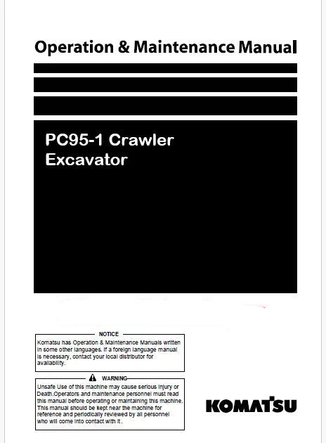 Komatsu PC95-1 Crawler Excavator Pdf Operation and Maintenance Manual