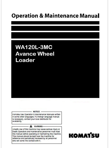 Komatsu WA120L-3MC Avance Wheel Loader Pdf Operation and Maintenance Manual