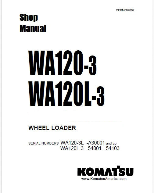 Komatsu WA120L-3 Wheel Loader Pdf Repair Service Manual Sn 54001 - 54103
