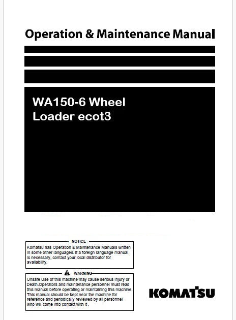Komatsu WA150-6 Wheel Loader ecot3 Pdf Operation and Maintenance Manual