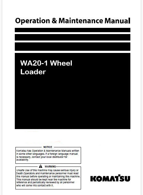 Komatsu WA20-1 Wheel Loader Pdf Operation and Maintenance Manual