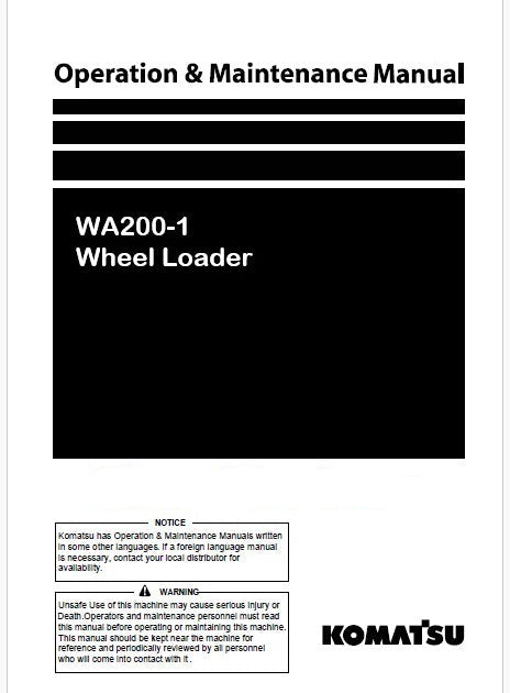Komatsu WA200-1 Wheel Loader Pdf Operation and Maintenance Manual