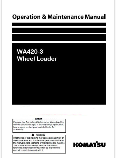 Komatsu WA420-3 Wheel Loader Pdf Operation and Maintenance Manual