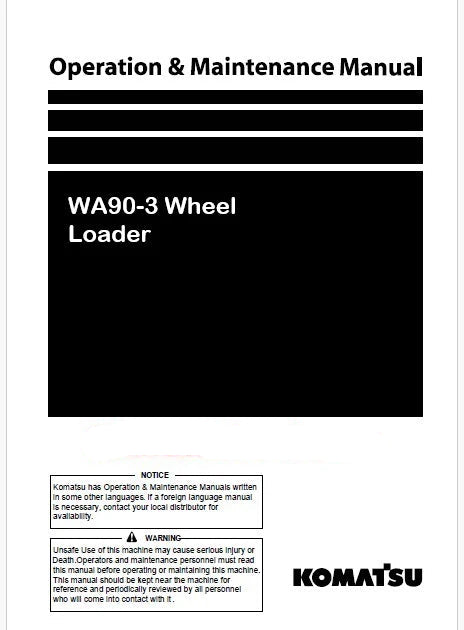 Komatsu WA90-3 Wheel Loader Pdf Operation and Maintenance Manual