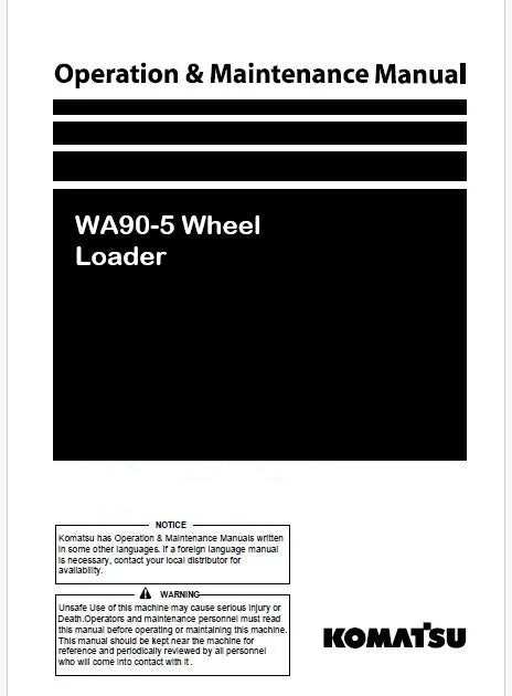 Komatsu WA90-5 Wheel Loader Pdf Operation and Maintenance Manual