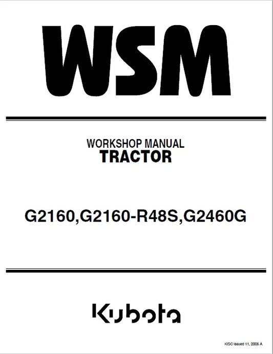 Kubota G2160, G2160-R48S, G2460G Front Mower Lawn Garden Tractor Pdf Repair Service Manual