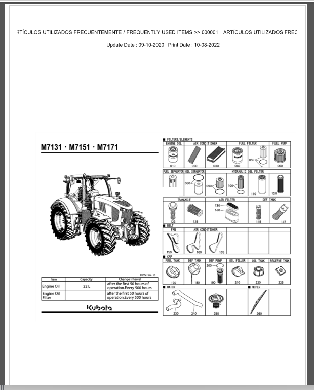 All latest Kubota Tractor Parts Manual Download PDF SET