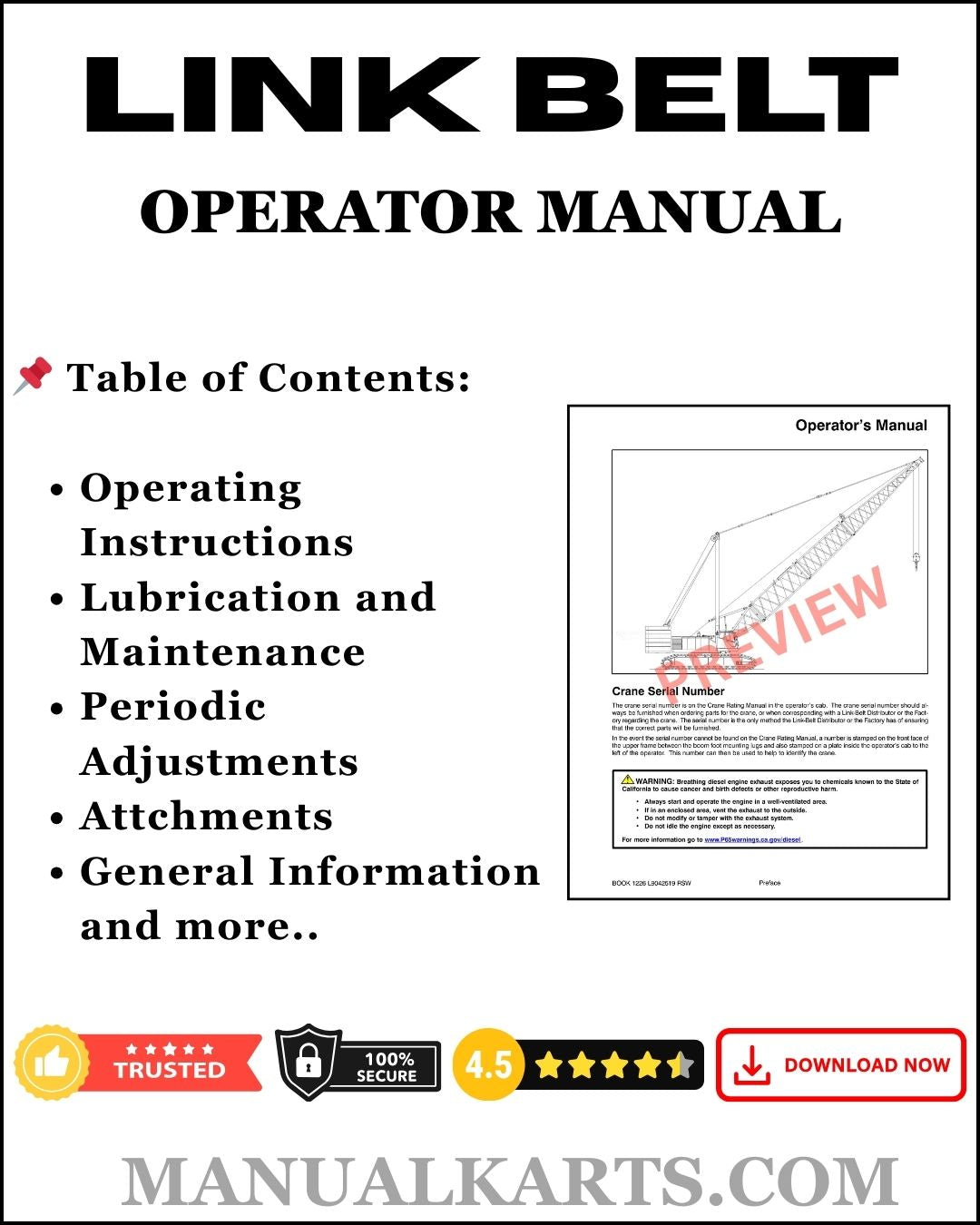 Link Belt Crane 679 – HTC-840 Pdf Operation Manual