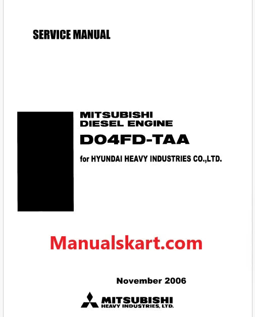 Mitsubishi D04FD-TAA Diesel Engine Pdf Repair Service Manual