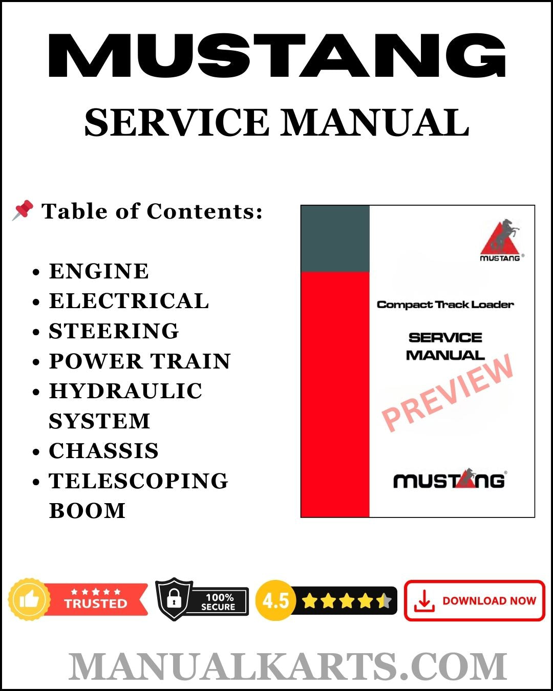 Mustang ME6003 Compact Excavator Pdf Service Repair Manual