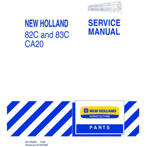 New Holland 82C, 83C Draper Header, CA20 Combine Adapter Pdf Repair Service Manual (p. Nb. 84135860)