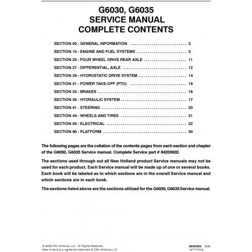 New Holland G6030, G6035 Commercial Mower Pdf Repair Service Man
