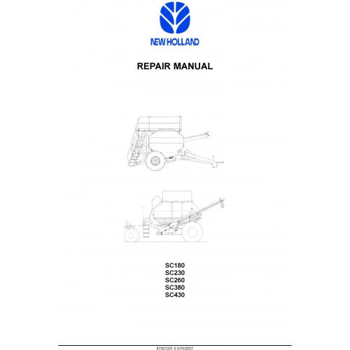 New Holland SC180, SC230, SC260, SC380, SC430 Air Cart Pdf Repair Service Manual (p. Nb. 87367201)