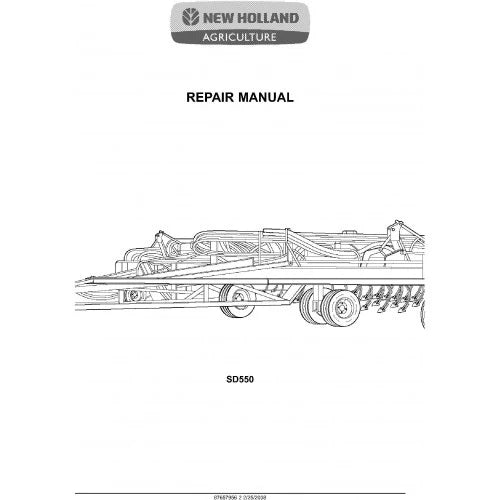 New Holland SD550 Air Hoe Drill Pdf Repair Service Manual (p. Nb. 87657956)