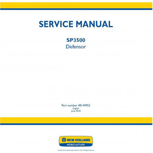 New Holland SP3500 Defensor Sprayer Pdf Repair Service Manual (p. Nb. 48149953)