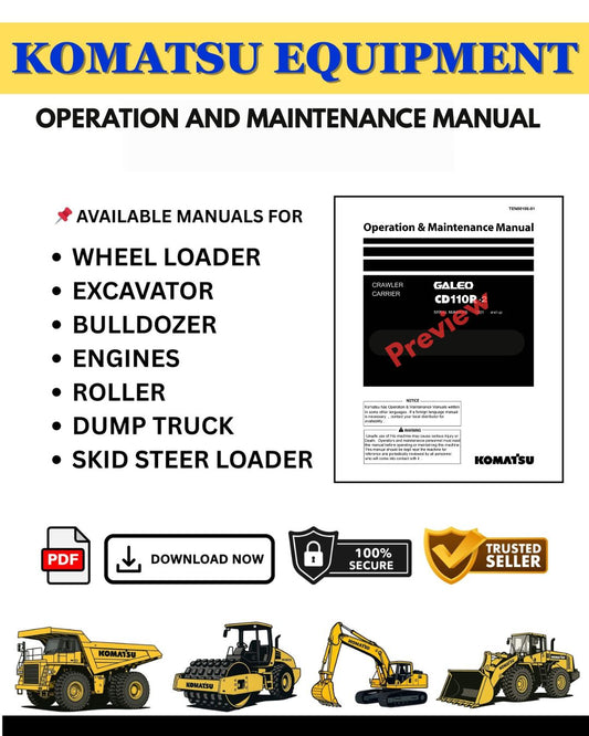 Komatsu SK820-5 Turbo Skid Steer Loader Operation and Maintenance Manual 