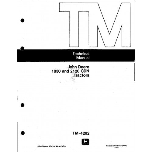 PDF 1830 and 2120 John Deere Tractor (TM4282) Service Technical Manual