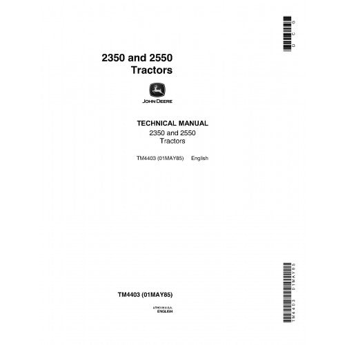 Download John Deere 2350 and 2550 Utility Tractor (TM4403) Service Technical Manual