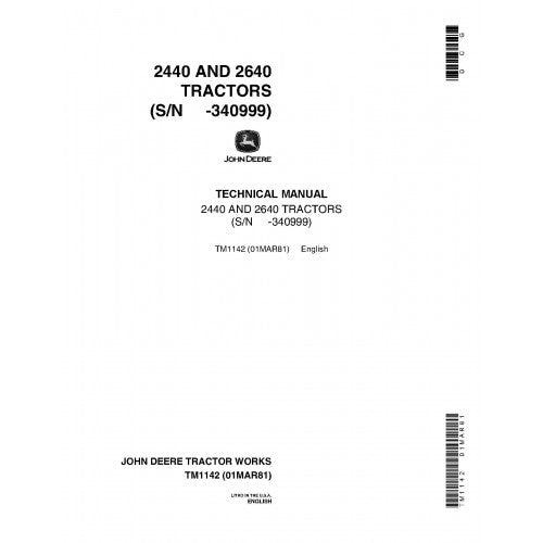 Download John Deere 2440 and 2640 SN -340999 Tractor (TM1142) Service Technical Manual