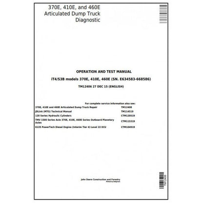 PDF 370E, 410E, 460E John Deere Articulated Dump Truck (TM12406) Diagnostic Manual