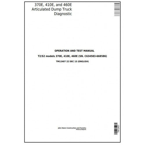 PDF 370E, 410E, 460E John Deere Articulated Dump Truck (TM12407) Diagnostic Manual