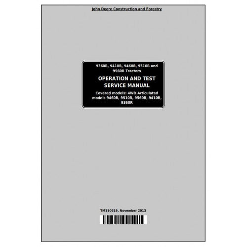 PDF 9360R, 9410R, 9460R, 9510R, 9560R John Deere Tractor (TM110619) Diagnosis and Tests Service Manual