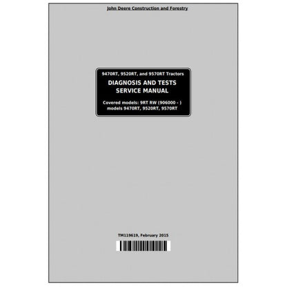 PDF 9470RT, 9520RT, 9570RT John Deere Tracks Tractor (TM119619) Diagnosis and Tests Service Manual
