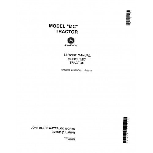 PDF MC John Deere Tractor (SM2003) Service Manual