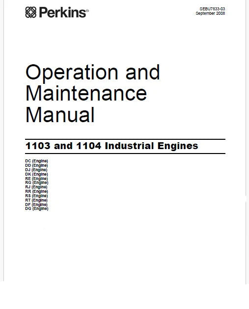 Perkins 1103 and 1104 Industrial Engines Pdf Operation and Maintenance Manual