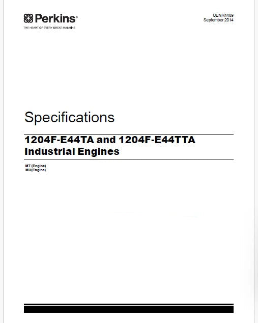 Perkins 1204F-E44TA and 1204F-E44TTA Industrial Engines Pdf Specifications Manual
