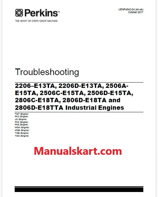 Perkins 2206-E13TA, 2206D-E13TA, 2506A-E15TA, 2506C-E15TA Industrial Engines Pdf Troubleshooting Manual