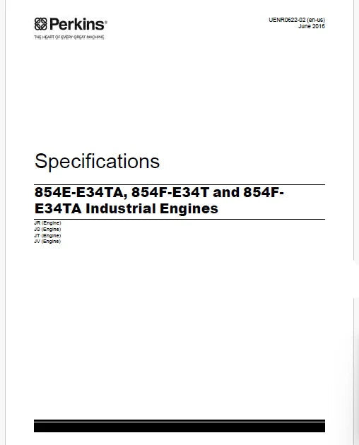 Perkins 854E-E34TA, 854F-E34T and 854F-E34TA Industrial Engines Pdf Specifications Manual