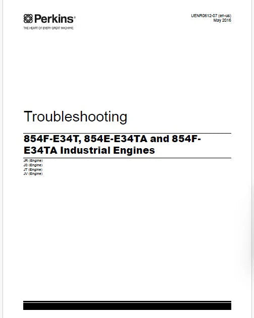 Perkins 854E-E34TA, 854F-E34T and 854F-E34TA Industrial Engines Pdf Troubleshooting Manual