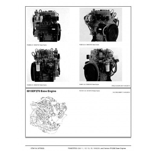Powertech 3009—0.9L, 3011—1.1L, 3012—1.2L, 3013—1.3L, 3015—1.5L, 3016—1.6L, 4020—2.0L and Yanmar 4TNE98 Diesel Engines Technical Manual (CTM119)