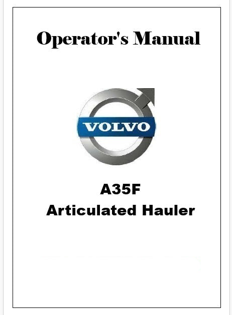 Volvo A35F Articulated Hauler Pdf Operator's Manual SN 320001-