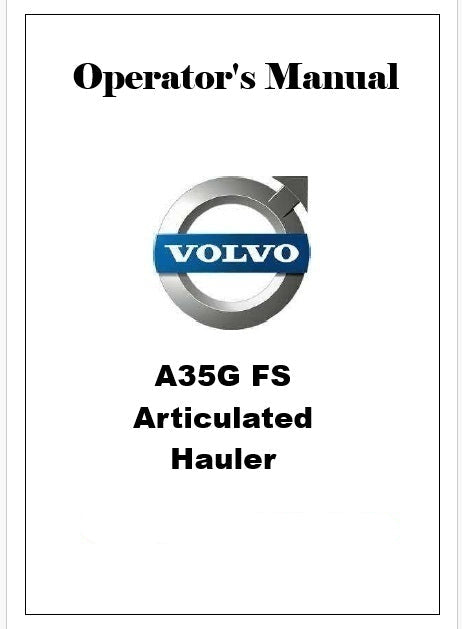 Volvo A35G FS Articulated Hauler Pdf Operator's Manual